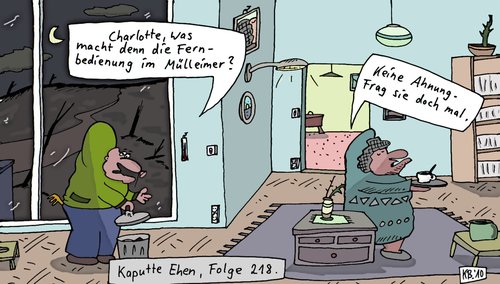 Cartoon: Charlotte (medium) by Leichnam tagged charlotte,suchen,finden,leichnam,fernbedienung,mülleimer,ehe