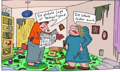 Cartoon: die Lage (medium) by Leichnam tagged lage,global,lokal,chaos,weltweit,unordnung,verrückt,ehe