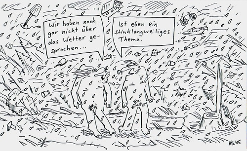 Cartoon: Die Spaziergänger (medium) by Leichnam tagged spaziergänger,wetter,wind,sturm,regen,wolkenbruch