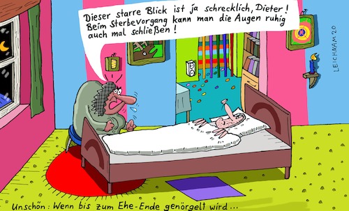 Cartoon: Dieter (medium) by Leichnam tagged dieter,starr,blick,augen,schließen,tod,sterben,sterbebett,ruhe,ehe,gattin,leichnam,leichnamcartoon