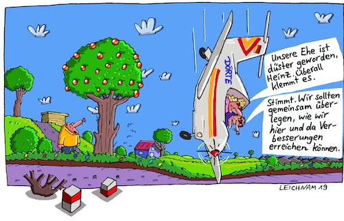 Cartoon: Dörte (medium) by Leichnam tagged dörte,flugzeug,sturzflug,ehe,düster,heinz,überlegungen,verbesserungen,leichnam,leichnamcartoon