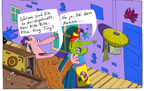 Cartoon: Flur 43 (medium) by Leichnam tagged flur,43,durchgeknallt,name,killebille,grotesk,verrückt,bizarr,leichnam,leichnamcartoon