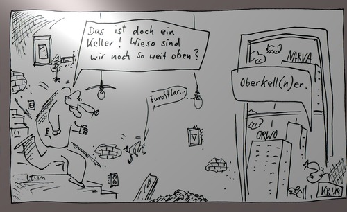 Cartoon: Furchtbar (medium) by Leichnam tagged furchtbar,keller,weit,oben,tief,unten,oberkeller,kellner