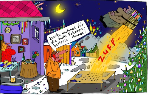 Cartoon: Hannes (medium) by Leichnam tagged hannes,silvester,raketenbatterie,anruf,danke,feuerwerk,leichnam,leichnamcartoon