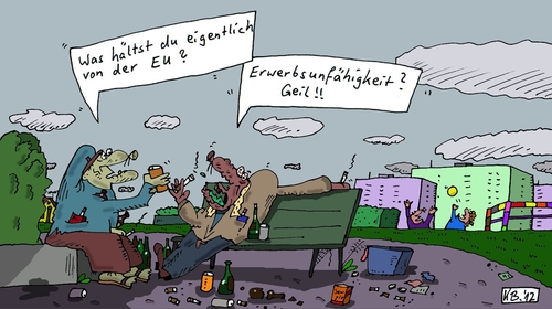 Cartoon: Im Park (medium) by Leichnam tagged park,trinker,alkis,säufer,gestank,asozial,eu,erwerbsunfähig,zigaretten,bier,schnaps,gequalme,rauchen,müll