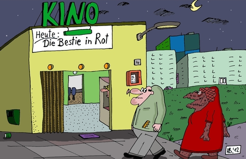 Cartoon: Kino (medium) by Leichnam tagged kino,rot,bestie,schabracke,furchteinflößend,grusel,horror