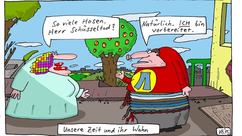 Cartoon: Kleidung (medium) by Leichnam tagged kleidung,beinkleider,vorbereitet,wahn,unsere,zeit,dame,und,herr,hosen,so,viele,zahlreich