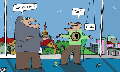 Cartoon: Kurze Frage (medium) by Leichnam tagged frage,omm,meditation,fasten,fastenzeit,konzentration
