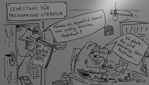 Cartoon: Lehrstuhl (medium) by Leichnam tagged lehrstuhl,philosophie,literatur,mahrbach,professor,bücher,schriftstücke,aufsätze,schwierig,sein