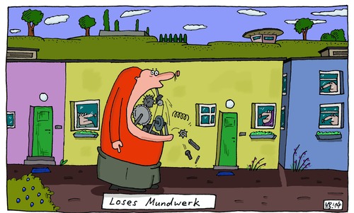 Cartoon: LMW (medium) by Leichnam tagged lmw,loses,mundwerk,uhrwerk,locker,schraube,feder,sprungfeder,zahnrad,kaputt,defekt