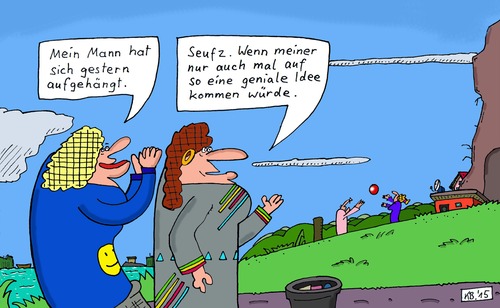 Cartoon: Mein Mann (medium) by Leichnam tagged mein,mann,aufhängen,strick,suicid,selbstmord,seufz,geniale,idee,ehe