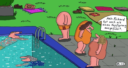 Cartoon: Mein Richard (medium) by Leichnam tagged mein,richard,kopfsprung,sommer,sonne,freizeit,kopflos,freibad,schwimmen,hitze,urlaub,wasser