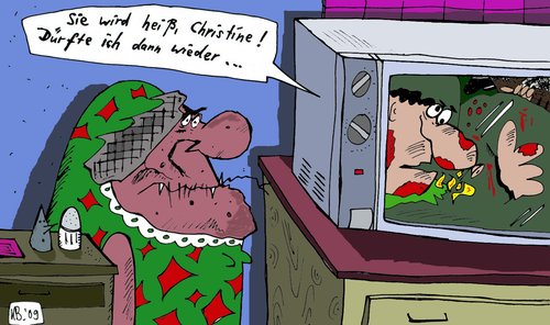 Cartoon: Mikrowelle (medium) by Leichnam tagged mikrowelle,christine,küche,ehe,versuch,heiß