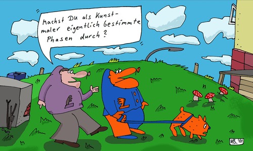 Cartoon: Neugierige Anfrage (medium) by Leichnam tagged anfrage,neugierig,leichnam,kunstmaler,phasen,blau,orange
