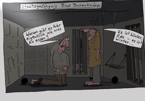 Cartoon: nie (medium) by Leichnam tagged sbb,staatsgefängnis,bad,busenknöpp,essen,mahlzeit,winter,winterpause,hunger,leichnam,leichnamcartoon