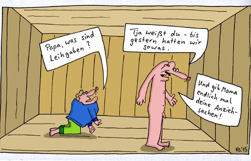 Cartoon: Ödnis (medium) by Leichnam tagged ödnis,karg,papa,mama,sohn,gestern,leihgaben,anziehsachen,nackt,leere