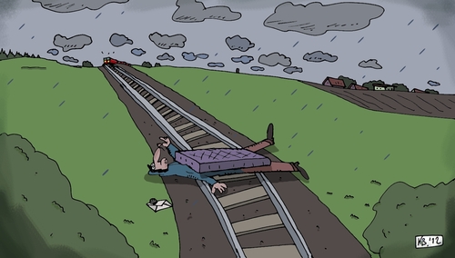 Cartoon: ohne Worte (medium) by Leichnam tagged ohne,worte,zug,eisenbahn,schienen,selbstmord,suicid
