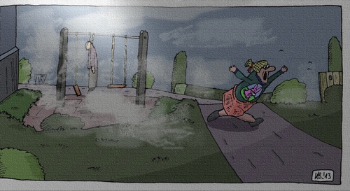 Cartoon: Ohne Worte (medium) by Leichnam tagged ohne,worte,spielplatz,schaukel,mädchen,erhängt,stranguliert,tod,düsternis,nebel,entsetzen,melancholie