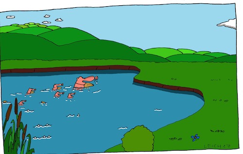 Cartoon: Ohne Worte (medium) by Leichnam tagged ohne,worte,schwimmen,see,tümpel