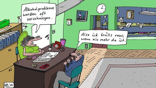 Cartoon: Personalchefin (medium) by Leichnam tagged personal,chef,chefin,boss,einstellungsgespräch,alkohol,problem,verschwiegen