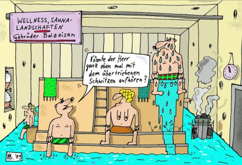 Cartoon: Sauna (medium) by Leichnam tagged sauna,schwitzen,schweiß,übertrieben,aufhören,wellnes
