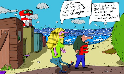 Cartoon: Striegler (medium) by Leichnam tagged striegler,optimistisch,kamm,kondome,noch,gar,nichts,am,strand,meer,spaziergang,prahlerei