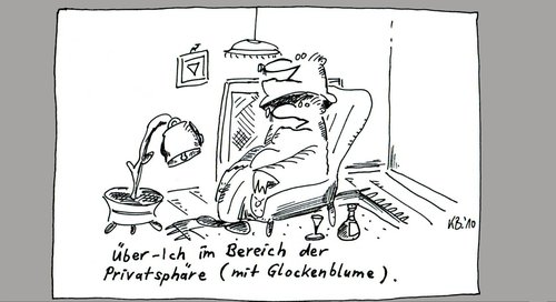 Cartoon: Über-Ich (medium) by Leichnam tagged über,ich,groteske,privatsphäre,bereich,glockenblume