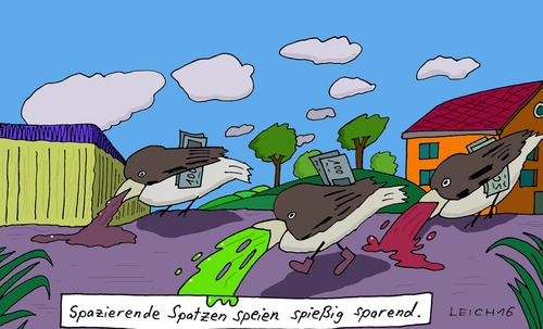Cartoon: vögel (medium) by Leichnam tagged vögel,spatzen,geld,sparen,speien,spazieren