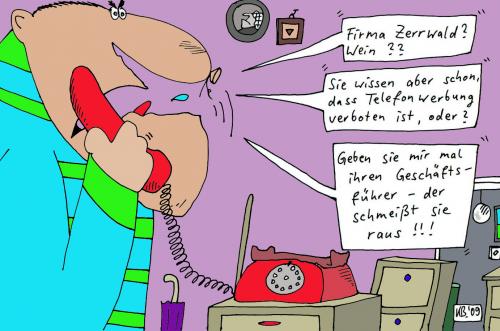 Cartoon: Werbeanruf (medium) by Leichnam tagged wein,anruf,werbung,verboten,geschäftsführer