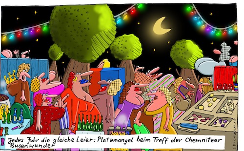 Cartoon: Wunder (medium) by Leichnam tagged wunder,busenwunder,treffen,treff,chemnitz,leier,platzmangel,leichnam,leichnamcartoon