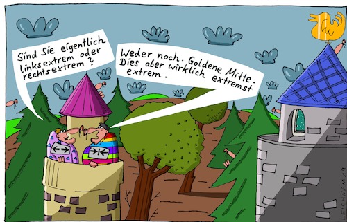 Cartoon: Zwei Herren (medium) by Leichnam tagged zwei,herren,leichnam,leichnamcartoon,extreme,goldene,mitte