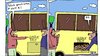 Cartoon: Am Bus (small) by Leichnam tagged bus busfahrer fahrgast gepäck gebäck verwechslung buchstaben