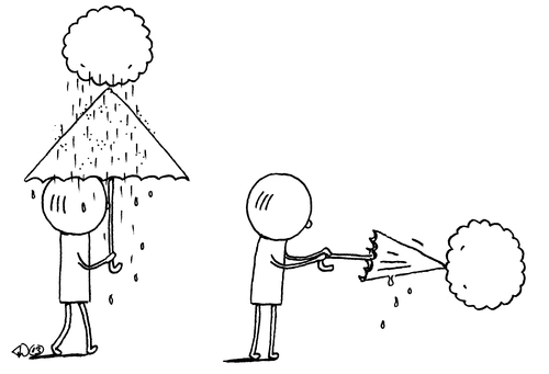 Cartoon: Mondmann - Regenschirm (medium) by Trantow tagged wetter,herbst,jahreszeit,natur