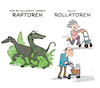 Cartoon: Rollatoren (small) by Trantow tagged rollator,rentner,gesundheit,gehhilfe,dinosaurier,alter,beweglichkeit,sport,tiere,zeit,zeitalter,jahre