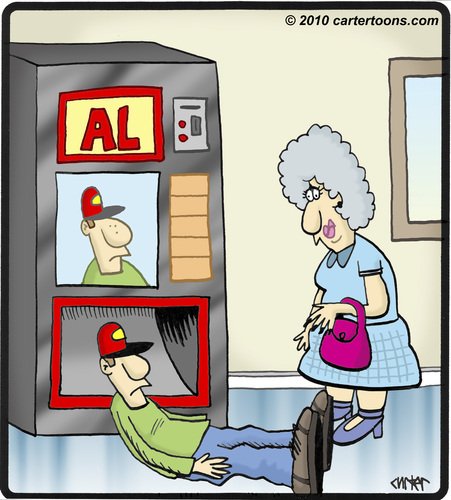 Cartoon: AL Machine (medium) by cartertoons tagged lady,machine,vending,al