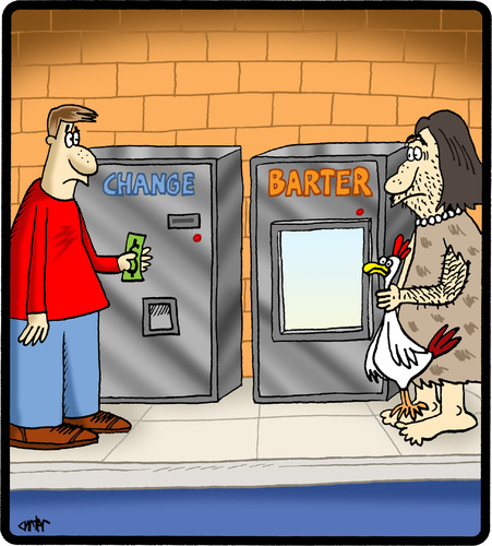Cartoon: Barter Machine (medium) by cartertoons tagged caveman,vending,machines,change,money,barter,bartering,hunter,gatherer,caveman,vending,machines,change,money,barter,bartering,hunter,gatherer