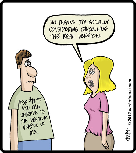 Cartoon: Premium Offer (medium) by cartertoons tagged relationship,shirt,offer,wife,husband