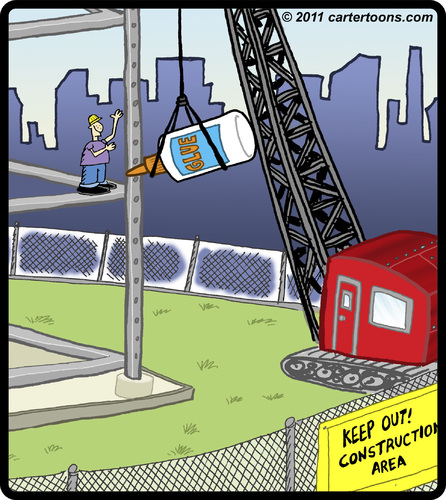 Cartoon: Sticky Construction (medium) by cartertoons tagged construction,work,glue,crane,building