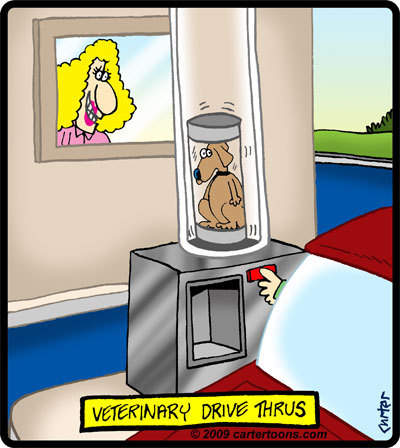 Cartoon: Vet Drive Thru (medium) by cartertoons tagged verterinarian,drive,thru,dog,animals,car
