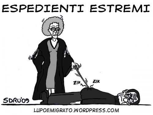 Cartoon: Espedienti Estremi (medium) by sdrummelo tagged berlusconi,giudice,processi,morto