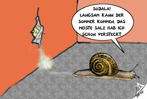 Cartoon: Salzknappheit (medium) by swenson tagged salz,winter,streusalz,knap,schnecke,snail,salt,schnee,eis,snow,ice,germany