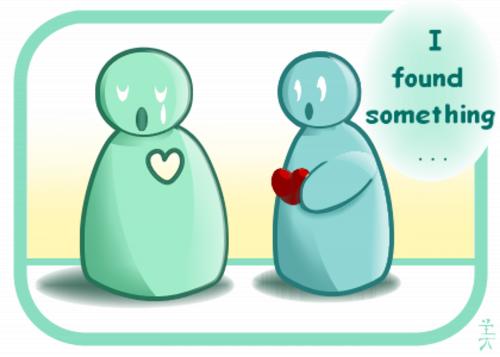 Cartoon: Lost Heart (medium) by Fubuki tagged love,feelings,emotion,heart,longing,friendship,sad,alone,couple
