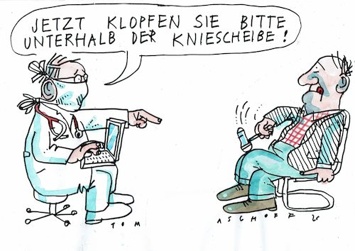 Cartoon: Abstand (medium) by Jan Tomaschoff tagged corona,arzt,abstand,corona,arzt,abstand