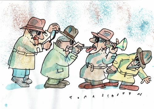 Cartoon: Agentenunter sich (medium) by Jan Tomaschoff tagged agenten,geheimdienste,agenten,geheimdienste