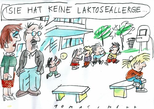 Cartoon: Allergie (medium) by Jan Tomaschoff tagged laktose,allergie,kinder,laktose,allergie,kinder