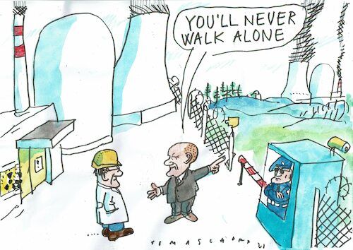Cartoon: alone (medium) by Jan Tomaschoff tagged akw,energiekrise,scholz,akw,energiekrise,scholz