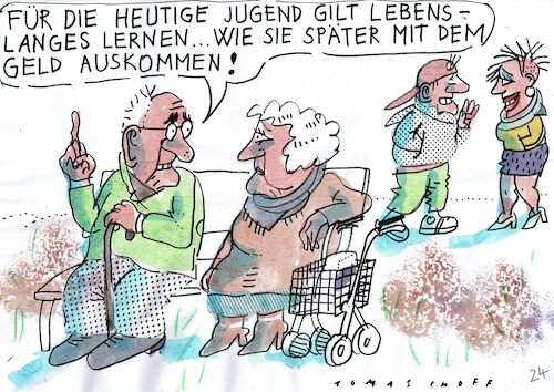 Cartoon: Alter (medium) by Jan Tomaschoff tagged jugend,alter,demografie,altersarmut,jugend,alter,demografie,altersarmut