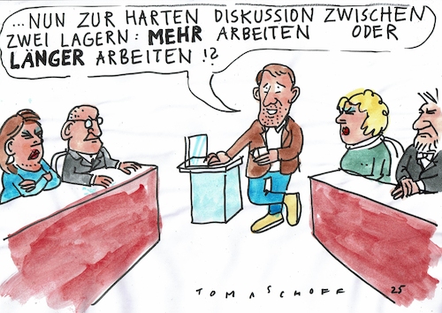 Cartoon: Arbeit (medium) by Jan Tomaschoff tagged wirtschaft,kosten,arbeitszeit,rente,wirtschaft,kosten,arbeitszeit,rente