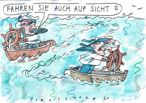 Cartoon: auf Sicht (medium) by Jan Tomaschoff tagged pandemie,coronas,politik,pandemie,coronas,politik