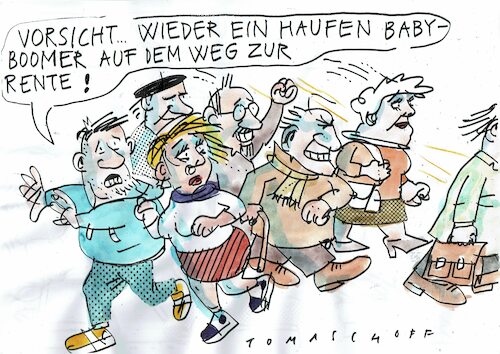 Cartoon: Baby boomer (medium) by Jan Tomaschoff tagged rente,demografie,alter,rente,demografie,alter